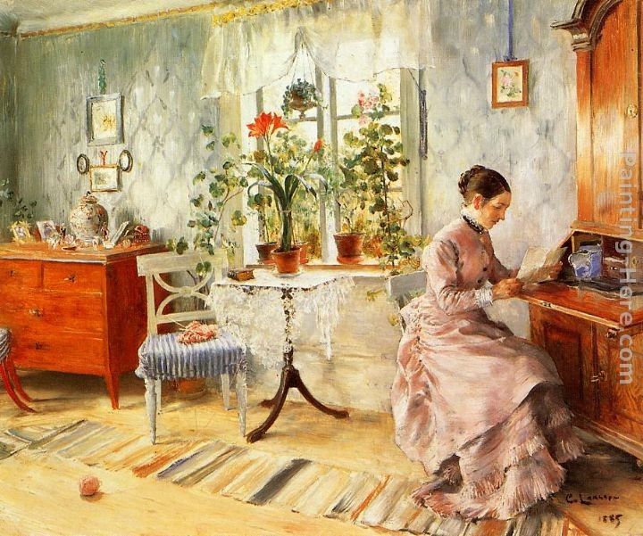 Carl Larsson An Interior with a Woman Reading